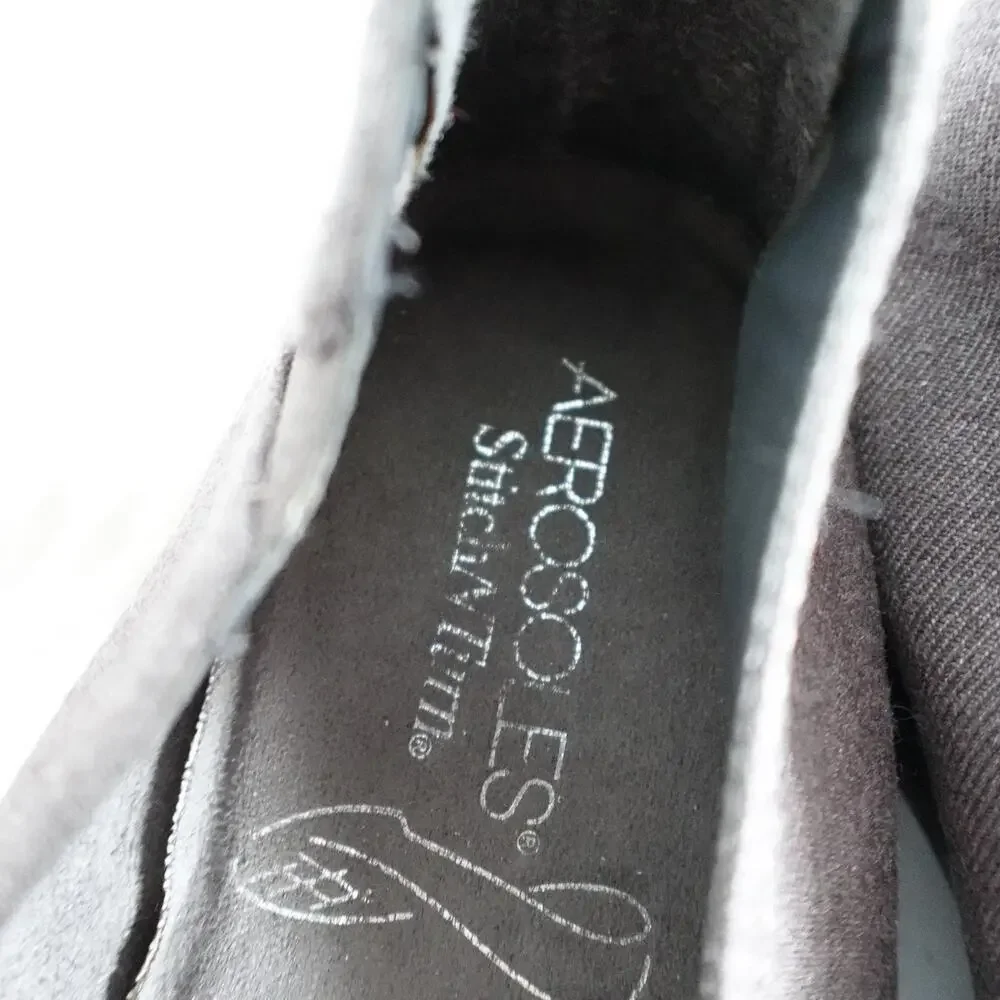 Vintage Aerosoles 90s Y2K Grey Square Toe Fabric Flats - Picture 9 of 9
